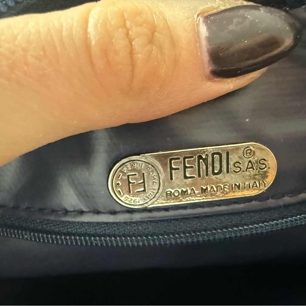 Vintage Fendi Zucca Canvas Shoulder Bag – Blue/Gray Monogram – Made in Italy - Picture 10 of 16